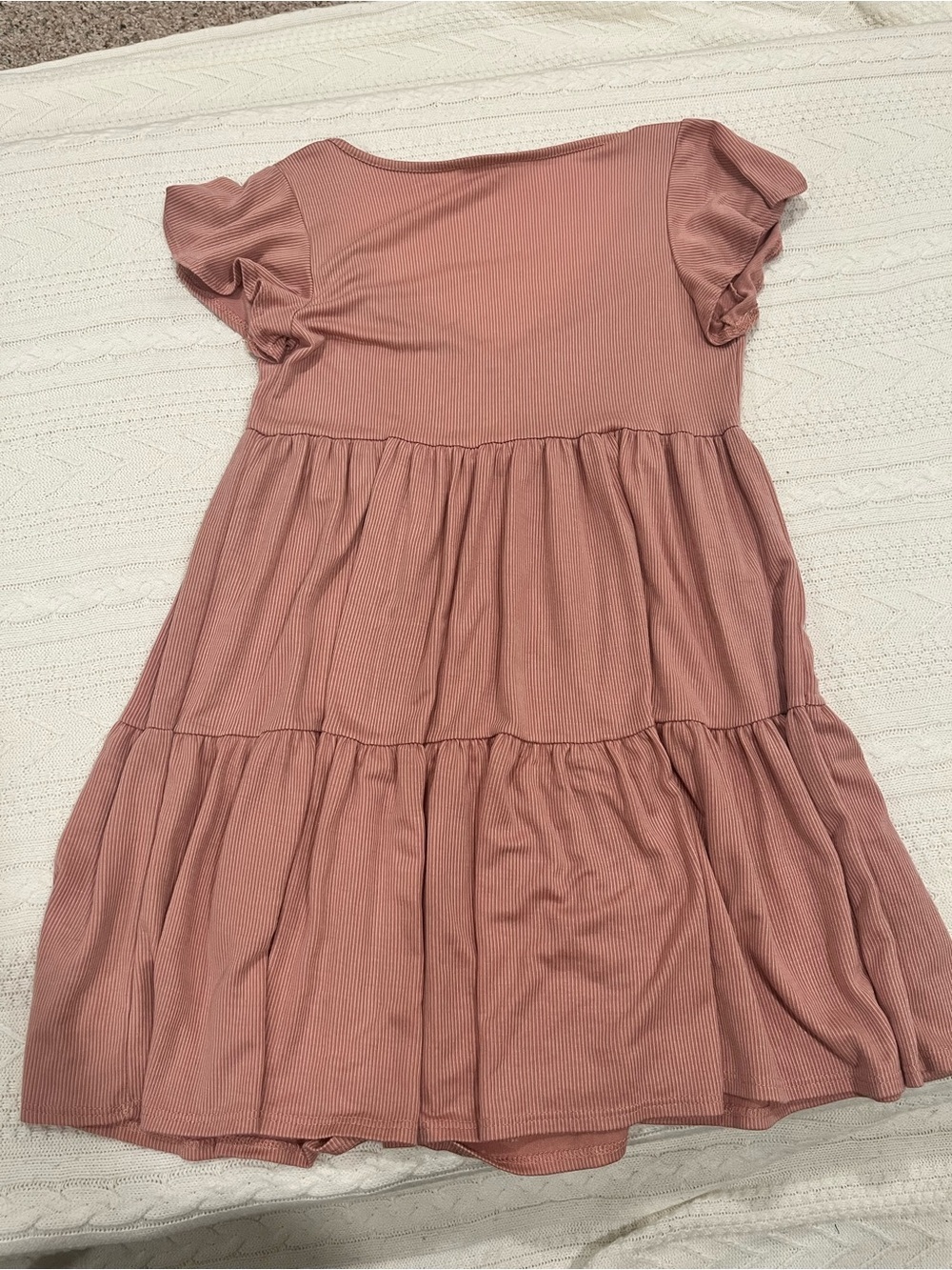 See You Monday Ribbed Tiered Babydoll Mini Dress-Medium - Picture 2 of 6